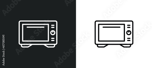 convection oven line icon in white and black colors. convection oven flat vector icon from convection oven collection for web, mobile apps and ui.