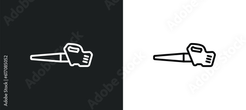 leaf blower line icon in white and black colors. leaf blower flat vector icon from leaf blower collection for web, mobile apps and ui.