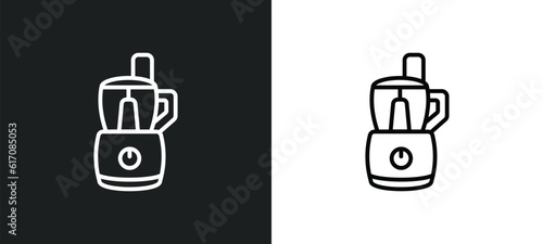 food processor line icon in white and black colors. food processor flat vector icon from food processor collection for web, mobile apps and ui.