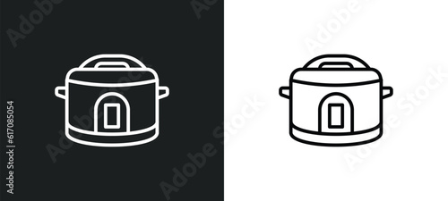 crock-pot line icon in white and black colors. crock-pot flat vector icon from crock-pot collection for web, mobile apps and ui. photo