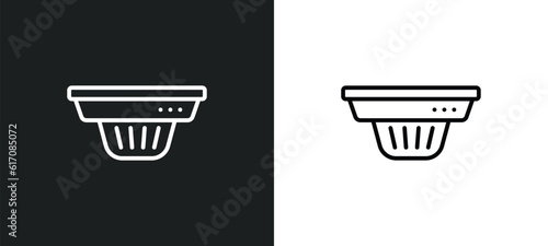 smoke detector line icon in white and black colors. smoke detector flat vector icon from smoke detector collection for web, mobile apps and ui.
