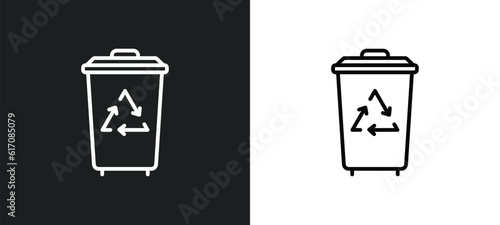 trash compactor line icon in white and black colors. trash compactor flat vector icon from trash compactor collection for web, mobile apps and ui.