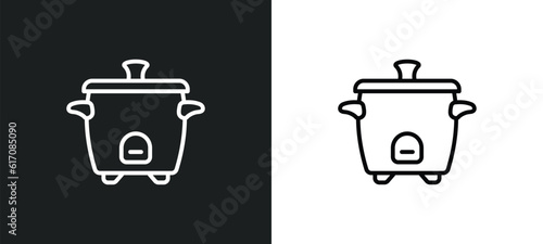 rice cooker line icon in white and black colors. rice cooker flat vector icon from rice cooker collection for web, mobile apps and ui.