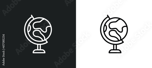 earth globe line icon in white and black colors. earth globe flat vector icon from earth globe collection for web, mobile apps and ui.