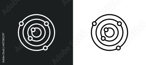 atomic theory line icon in white and black colors. atomic theory flat vector icon from atomic theory collection for web, mobile apps and ui.