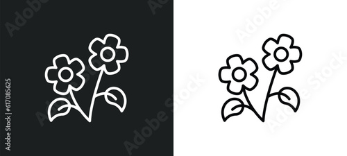 two flowers line icon in white and black colors. two flowers flat vector icon from two flowers collection for web, mobile apps and ui.