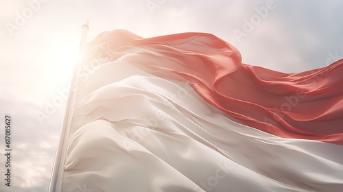 Indonesia flag gracefully waving in the wind, a symbol of national pride and unity. Perfect for patriotic designs and national celebrations