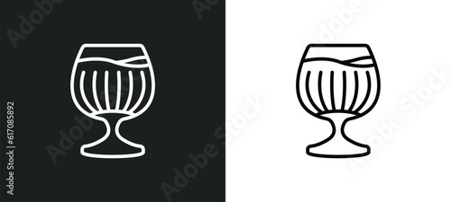 brandy glass line icon in white and black colors. brandy glass flat vector icon from brandy glass collection for web, mobile apps and ui.