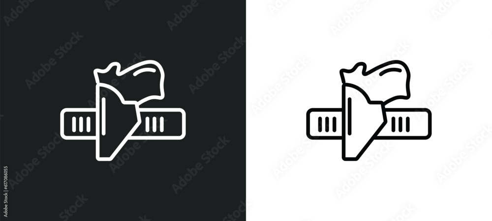 holster line icon in white and black colors. holster flat vector icon from holster collection for web, mobile apps and ui. holster line icon in white and black colors. holster flat vector icon from holster collection for web, mobile apps and ui.