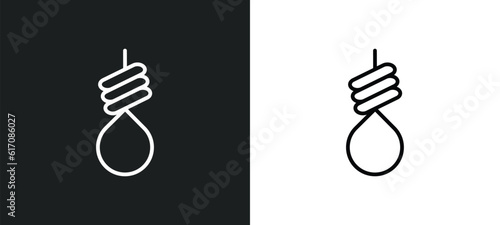 noose line icon in white and black colors. noose flat vector icon from noose collection for web, mobile apps and ui.