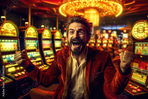 Man's Unbelievable Casino Triumph. Generative AI