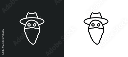 outlaw line icon in white and black colors. outlaw flat vector icon from outlaw collection for web, mobile apps and ui.
