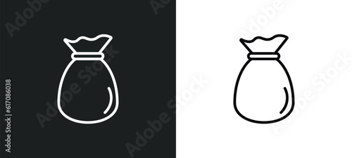 old money bag line icon in white and black colors. old money bag flat vector icon from old money bag collection for web  mobile apps and ui.