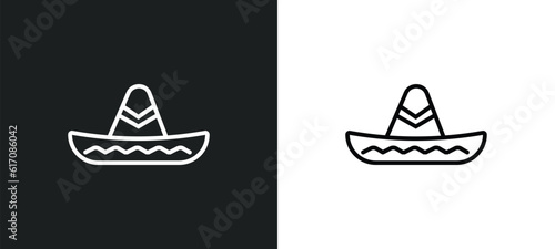 mexican hat line icon in white and black colors. mexican hat flat vector icon from mexican hat collection for web, mobile apps and ui.
