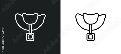 horse saddle line icon in white and black colors. horse saddle flat vector icon from horse saddle collection for web, mobile apps and ui.