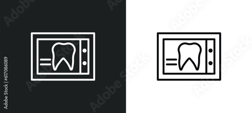 dental x ray line icon in white and black colors. dental x ray flat vector icon from dental x ray collection for web, mobile apps and ui.