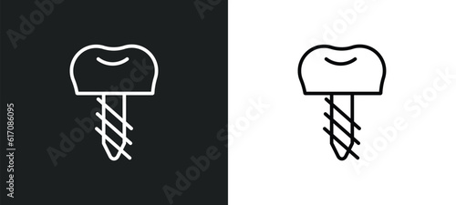 dental prosthesis line icon in white and black colors. dental prosthesis flat vector icon from dental prosthesis collection for web, mobile apps and ui.