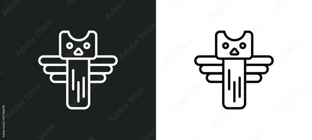 native american totem line icon in white and black colors. native american totem flat vector icon from native american totem collection for web, mobile apps and ui. native american totem line icon in white and black colors. native american totem flat vector icon from native american totem collection for web, mobile apps and ui.