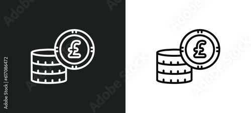 pound sterling line icon in white and black colors. pound sterling flat vector icon from pound sterling collection for web, mobile apps and ui.