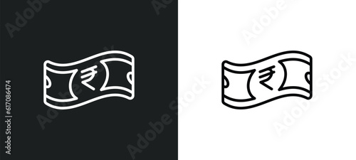 rupee line icon in white and black colors. rupee flat vector icon from rupee collection for web, mobile apps and ui.