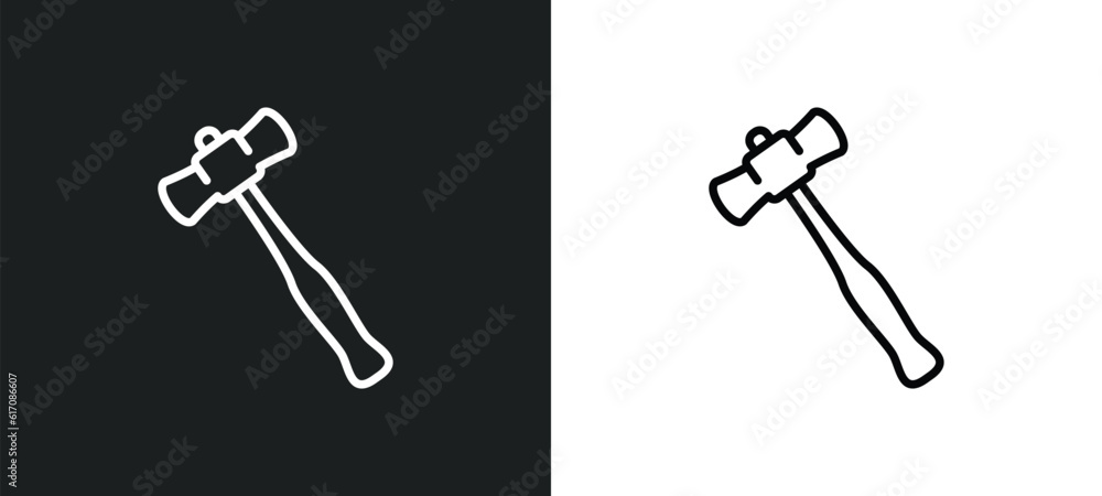 sledge hammer line icon in white and black colors. sledge hammer flat vector icon from sledge hammer collection for web, mobile apps and ui.