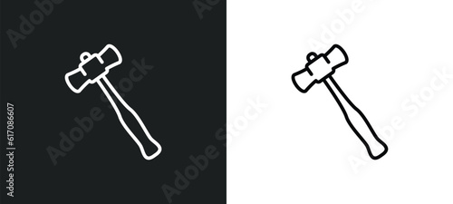 sledge hammer line icon in white and black colors. sledge hammer flat vector icon from sledge hammer collection for web, mobile apps and ui.