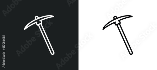 pick axe line icon in white and black colors. pick axe flat vector icon from pick axe collection for web, mobile apps and ui.