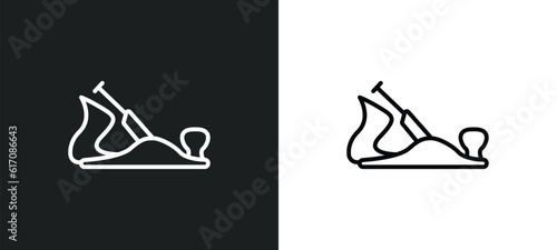 jack plane line icon in white and black colors. jack plane flat vector icon from jack plane collection for web, mobile apps and ui.