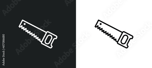 big saw line icon in white and black colors. big saw flat vector icon from big saw collection for web, mobile apps and ui.