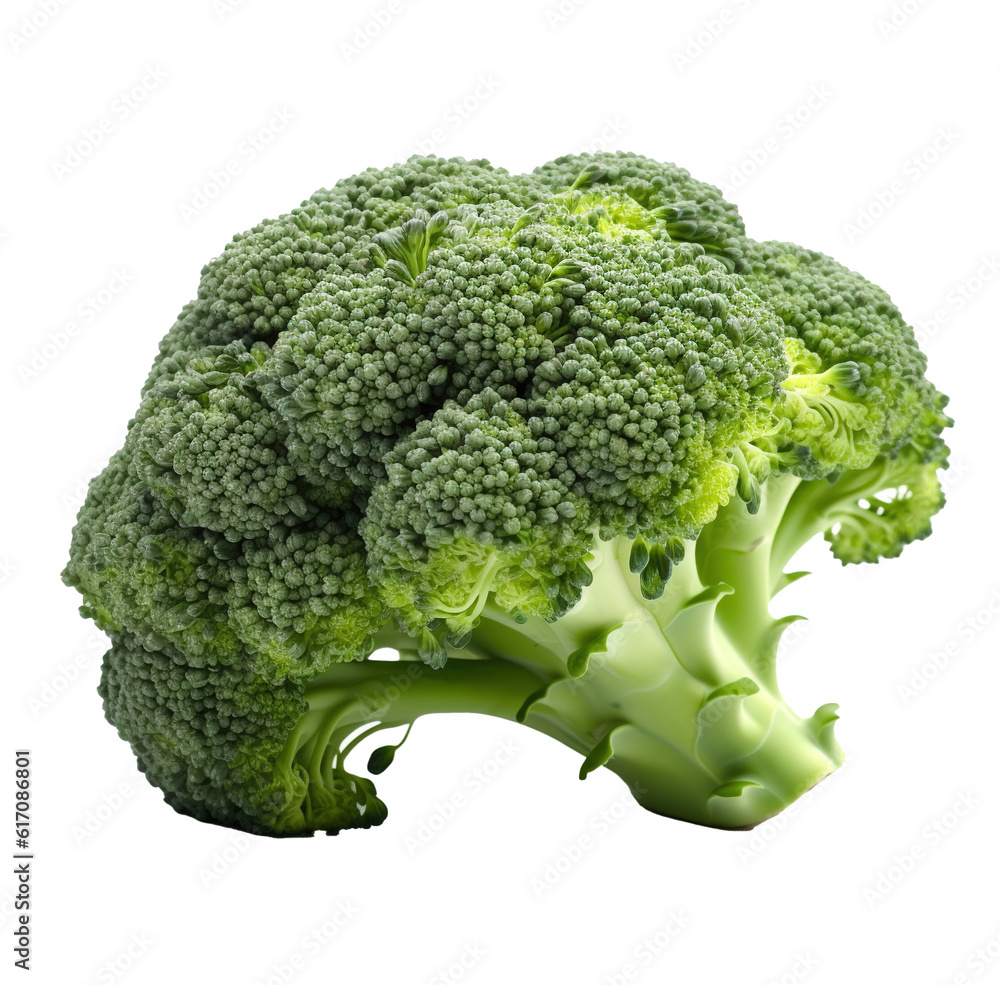 Fresh Broccoli Flower and Stem on Transparent Background Fresh Broccoli Flower and Stem on Transparent Background