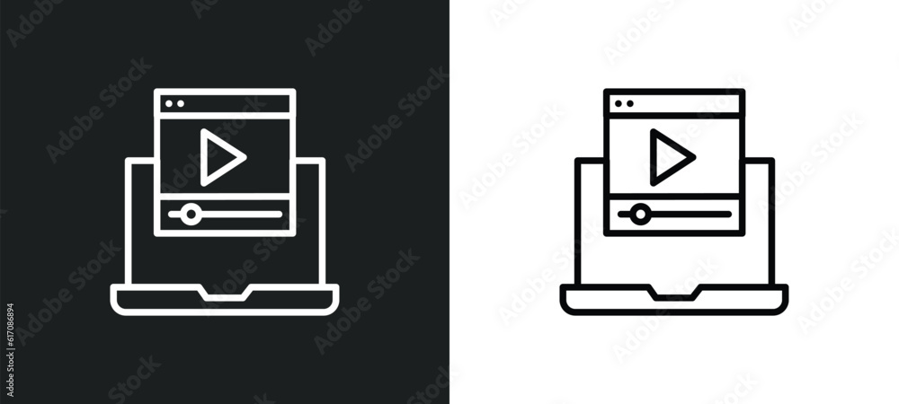 computer video line icon in white and black colors. computer video flat vector icon from computer video collection for web, mobile apps and ui. computer video line icon in white and black colors. computer video flat vector icon from computer video collection for web, mobile apps and ui.