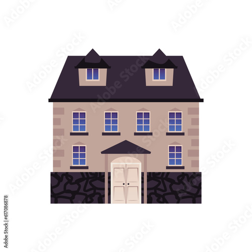 Big beautiful victorian house flat style, vector illustration