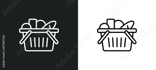 basket full line icon in white and black colors. basket full flat vector icon from basket full collection for web, mobile apps and ui.