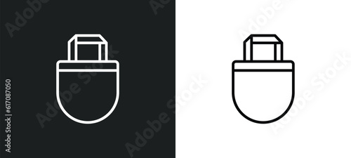 tote bag line icon in white and black colors. tote bag flat vector icon from tote bag collection for web, mobile apps and ui.