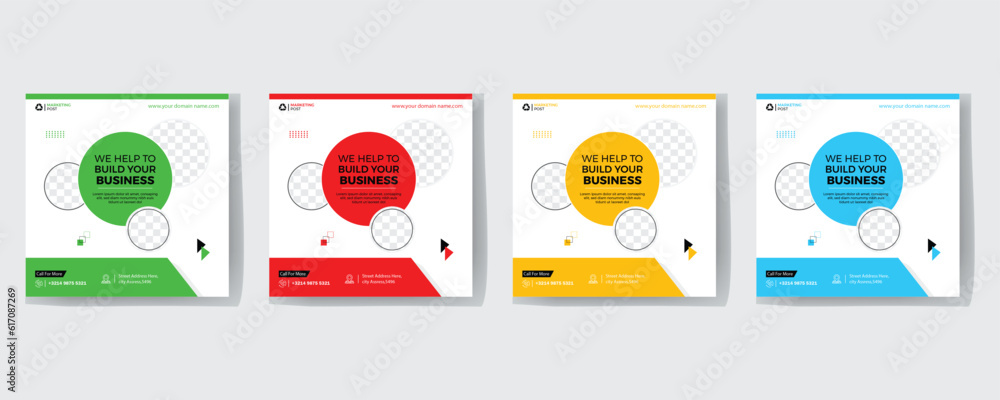 Marketing Social media post template design. Modern Creative corporate banner, poster & flyer with abstract geometric background. Online or web business promotion banner with company logo.