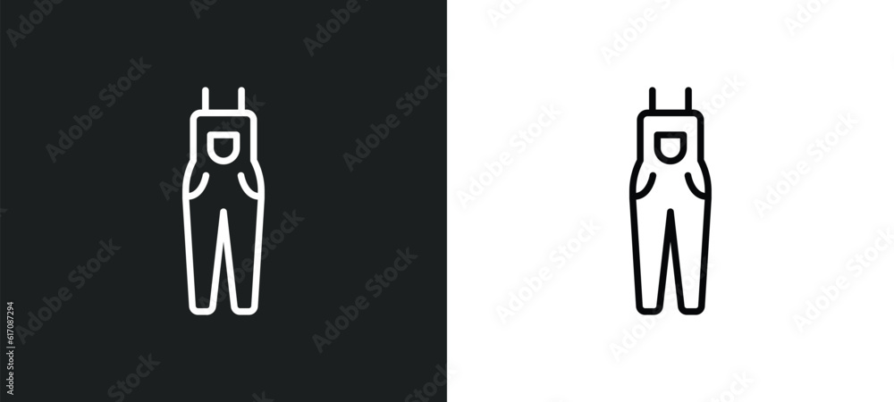 dungarees line icon in white and black colors. dungarees flat vector icon from dungarees collection for web, mobile apps and ui. dungarees line icon in white and black colors. dungarees flat vector icon from dungarees collection for web, mobile apps and ui.
