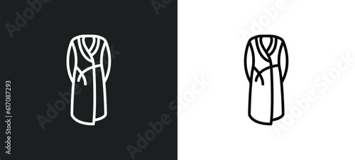 dressing gown line icon in white and black colors. dressing gown flat vector icon from dressing gown collection for web, mobile apps and ui.