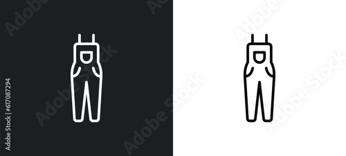 dungarees line icon in white and black colors. dungarees flat vector icon from dungarees collection for web  mobile apps and ui.