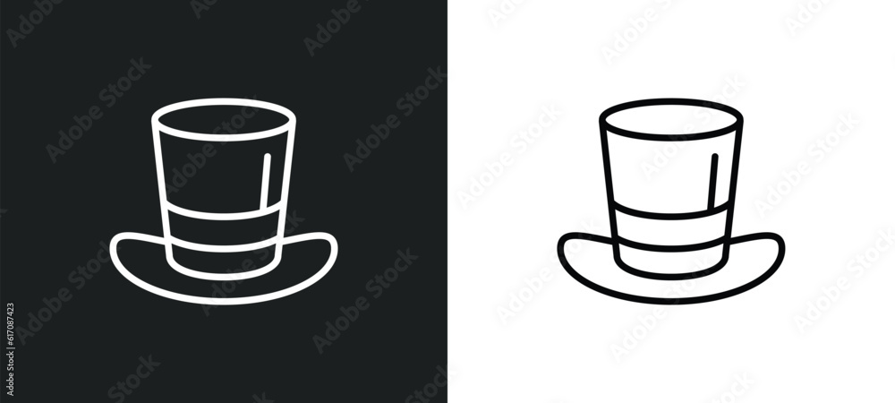 top hat line icon in white and black colors. top hat flat vector icon from top hat collection for web, mobile apps and ui. top hat line icon in white and black colors. top hat flat vector icon from top hat collection for web, mobile apps and ui.