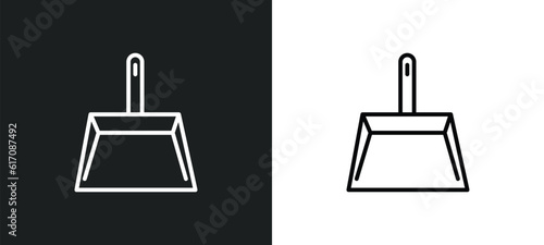 wiping dustpan line icon in white and black colors. wiping dustpan flat vector icon from wiping dustpan collection for web, mobile apps and ui.