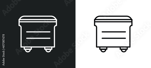 dumpster line icon in white and black colors. dumpster flat vector icon from dumpster collection for web, mobile apps and ui.