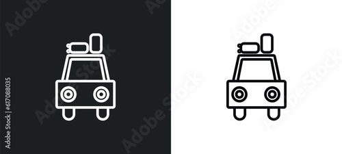 car luggage rack line icon in white and black colors. car luggage rack flat vector icon from car luggage rack collection for web, mobile apps and ui.