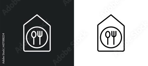 canteen line icon in white and black colors. canteen flat vector icon from canteen collection for web, mobile apps and ui.