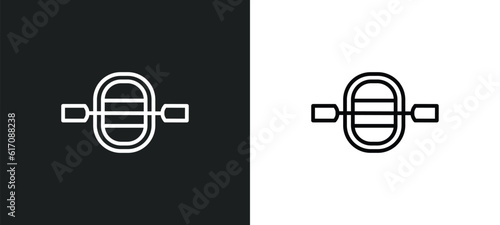 raft line icon in white and black colors. raft flat vector icon from raft collection for web, mobile apps and ui.