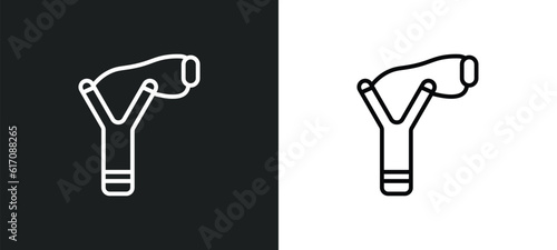 slingshot line icon in white and black colors. slingshot flat vector icon from slingshot collection for web, mobile apps and ui.