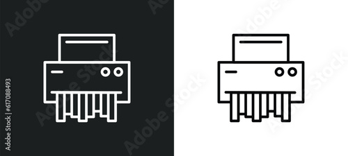 paper shredder line icon in white and black colors. paper shredder flat vector icon from paper shredder collection for web, mobile apps and ui.