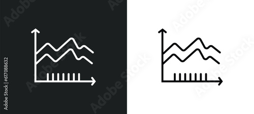 spike chart line icon in white and black colors. spike chart flat vector icon from spike chart collection for web, mobile apps and ui.