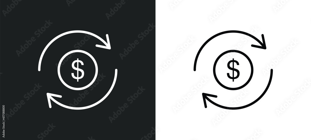 money convert line icon in white and black colors. money convert flat vector icon from money convert collection for web, mobile apps and ui. money convert line icon in white and black colors. money convert flat vector icon from money convert collection for web, mobile apps and ui.