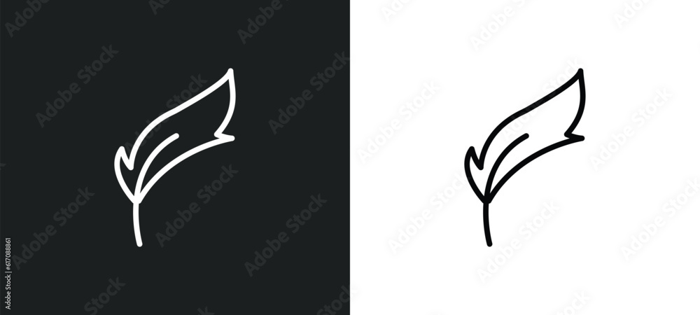 feathers line icon in white and black colors. feathers flat vector icon from feathers collection for web, mobile apps and ui.
