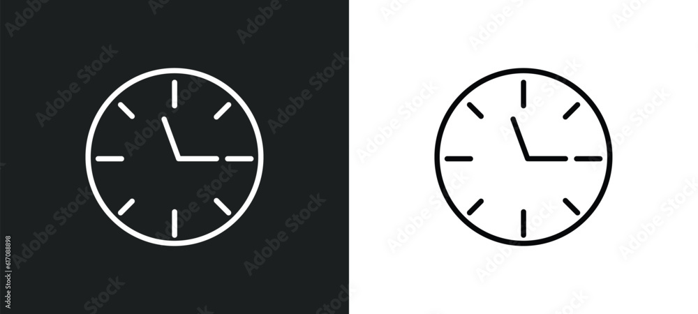 clock line icon in white and black colors. clock flat vector icon from clock collection for web, mobile apps and ui. clock line icon in white and black colors. clock flat vector icon from clock collection for web, mobile apps and ui.